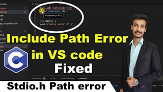 Include Path Error in VS code while running c cpp codes unable to open stdioh error in c vs code [upl. by Enywad]