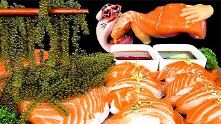 ASMR MUKBANG  Giant Salmon Sashimi amp Salmon Sushi amp Sea Grapes EATING SHOW [upl. by Aya]