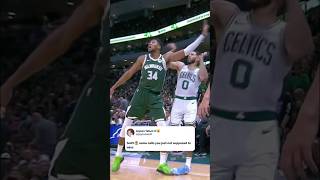 Tatum was frustrated after this wasn’t called a foul on Giannis [upl. by Nitsed]