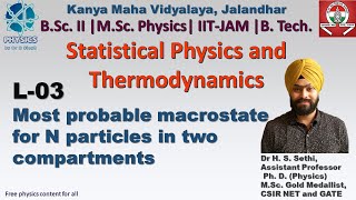 L 3 Most Probable macrostate for N Particles in Two Compartments  Statistical Physics  Bsc [upl. by Belita312]