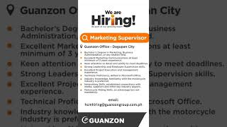 Guanzon Group is Hiring Marketing Supervisor [upl. by Nalniuq892]