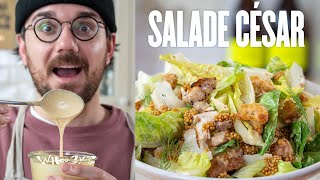 La recette de la fameuse salade César sauce maison croutons pickles etc  🥬🔥 [upl. by Aicilic]