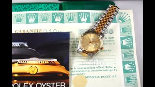 希少5桁ロレックスミニッツサークルダイヤルデイトジャストRef16013ROLEX DATEJUSTchampain gold dail  デイトジャストの使い方コンビモデル [upl. by Yanehc]