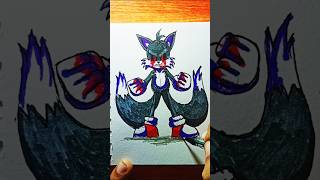 Pendrawing stickman speed Tails exe drawing art shorts sonic [upl. by Demah158]