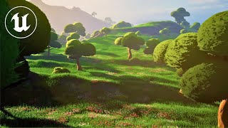 Stylized Zelda Landscape Large Scale PCG Tutorial with Gaea Maps in Unreal Engine [upl. by Gunter]