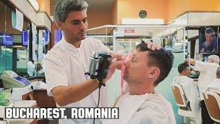 💈 Head Massage amp Romanian Hair Styling at Frizebad Barbershop  Bucharest Romania [upl. by Brandwein]