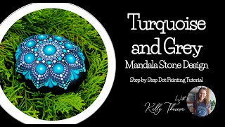 Turquoise and Grey Dot Mandala Painting Tutorial [upl. by Maro]