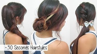 30 Seconds Hairstyles TIMED l Quick Cute amp Easy School Hairstyles [upl. by Adnopoz]