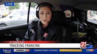 Julia Miller live in the WAAY 31 StormTracker in the Shoals [upl. by Eisyak]