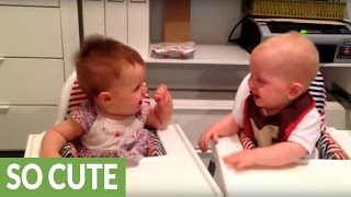 Twin babies engage in hysterical giggling fit [upl. by Bree]