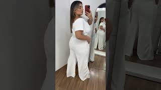 MACACÃO LONGO TINA PLUS SIZE BRANCO MODA FEMININA lookplussize plussize [upl. by Ahseia621]