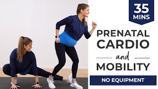 35Minute Prenatal Cardio Workout with Mobility  Stretching No Equipment [upl. by Tonye]