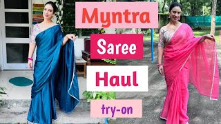 Myntra Saree Haul 🥰Tryon❤️ Inddus Saree Haul [upl. by Navetse]