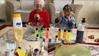 YAKUP İLE GÖZÜ KAPALI HİLELİ SLIME CHALLENGE SLIME VİDEOLARI  FUNNY KIDS VİDEO [upl. by Talie]