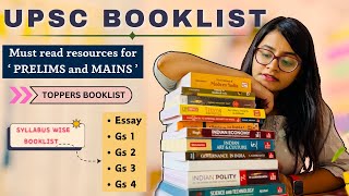 Must read BOOKLIST for UPSC CSE Prelims amp Mains📚Toppers choice  UPSC IAS✨complete booklist☘️ [upl. by Marga]