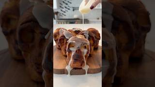 Spooky Skull Cinnamon Rolls💀🖤 halloween satisfying spooky recipe viral short fyp asmr ice [upl. by Amikat]