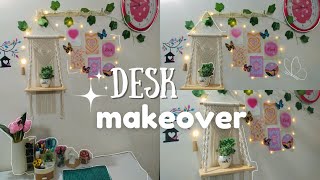 Aesthetic Desk Makeover🌷✨•wall makeover 🎀•study table☁️ [upl. by Jacobine413]