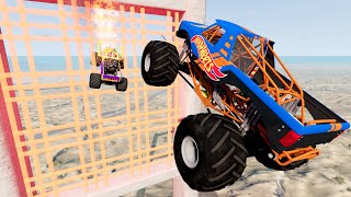 Monster Trucks INSANE Jumps Through GIANT Lasers  BeamNG Drive  Griffs Garage [upl. by Edy]