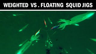 How Squid React To Weighted vs Floating Jigs Underwater Squid Fishing [upl. by Berna]