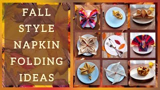 Easy Napkin Folding Ideas  Thanksgiving Fall Table Napkin Decoration How to Fold Napkin Tutorial [upl. by Teews]