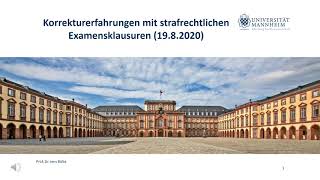 Korrekturerfahrungen mit strafrechtlichen Examensklausuren [upl. by Jacquenetta]