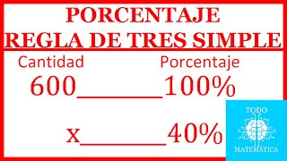 PORCENTAJE con REGLA DE TRES SIMPLE EXPLICACIÓN EJEMPLOS [upl. by Aynekat]