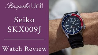 Seiko SKX009J1 Review Steel Pepsi Diver On Black Rubber Strap Made in Japan [upl. by Etnaled]