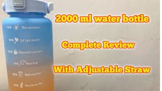 2000ml Water Bottle Complete Review With Adjustable Straw  Flipkart 2000ml bottle unboxing [upl. by Ahsinav897]