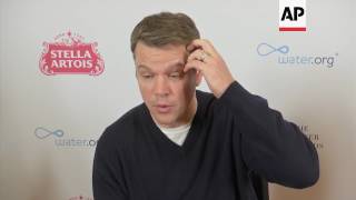 On World Water Day Matt Damon promotes waterorg and offers fatherhood advice to pal George Clooney [upl. by Adlaremse]