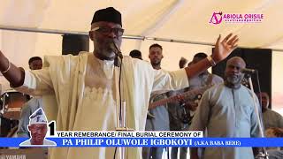 KOLOBA KOLOBAHOW ADEWALE AYUBA SERENADES AT THE 1 YEAR FINAL BURIAL OF PA PHILIP OLUWOLE IGBOKOYI [upl. by Islek]