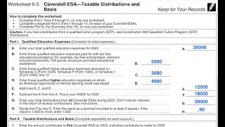 Coverdell ESATaxable Distributions amp Basis worksheet walkthrough IRS Publication 970 [upl. by Arta]