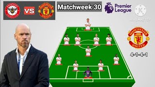 Brentford vs Manchester United Line Up 4141 With Evans Matchweek 30 Premier League 20232024 [upl. by Pelligrini]