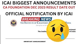 BREAKING News  CA Foundation December 2023 Result Declared by ICAI  CA foundation Result [upl. by Dustin]