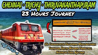 🚂🚂 Chennai  Trichy  Thiruvananthapuram  23 Hours Journey 2 Trains  09419 amp 22627 Festival time [upl. by Anauqal]