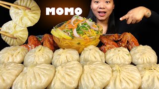 Eating Big Pork Chicken Mixed MOMO  Spicy Glazed Chicken Wings  Spicy Thukpa  Nepali Mukbang [upl. by Ark466]