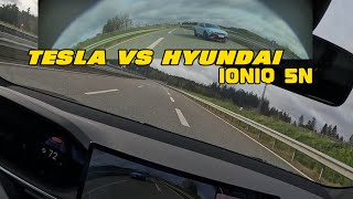 Cheapest Tesla Model S vs Hyundai IONIQ 5N on Germany autobahn All the way to 250 kmh [upl. by Bridwell]