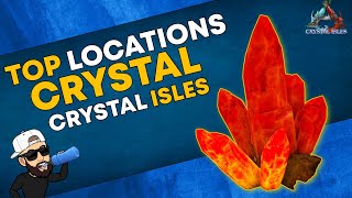 Ark Crystal Isles  TOP CRYSTAL SPAWNS metal element obsidian silicas and oil  Resource Guide [upl. by Anwadal]