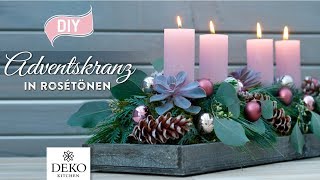 DIYWeihnachtsdeko edler Adventskranz mit Eukalyptus in Rosétönen How to Deko Kitchen [upl. by Rehpoitsirhc77]