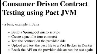 Consumer driven contract testing using Pact JVM December 2017 [upl. by Goulden]