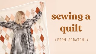 Attempting to Sew my DREAM Quilt As a Complete Beginner  How to Make a DiamondHarlequin quilt [upl. by Tristam]