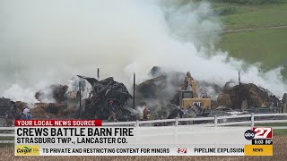 Fire crews battle twoalarm barn fire in Lancaster County [upl. by Dlawso]