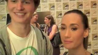 Ansel Elgort and Maggie Q act out a scene  Interview at Comic Con 2013 [upl. by Dominick]