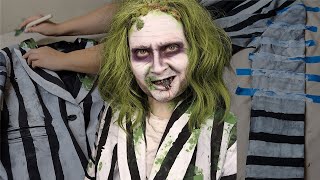 Beetlejuice Suit Top and Wig DIY I Get ready to channel your inner Beetlejuice 🪲🧃 [upl. by Sheri]