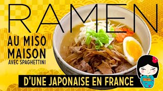 Recette facile  Râmen au miso dune Japonaise en France avec des pâtes spaghettini [upl. by Noffihc92]