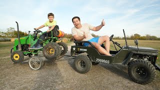 Hauling kids tractors with truck and trailer  Tractors for kids [upl. by Guevara]