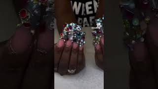 EXTRA LONG NAILS x RHINESTONES 💅🏽✨ ONE BALL METHOD ‼️ACRYLIC NAILS FOR BEGINNERS nails [upl. by Ariak310]