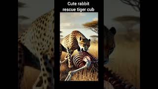 Cute rabbit🐇rescue tiger🐯 cubcute rabbit video shorts trending [upl. by Jorgan700]