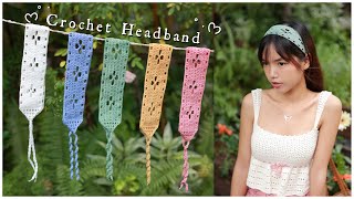 Crochet Floral Lace Headband Tutorial  Chenda DIY [upl. by Tigges531]