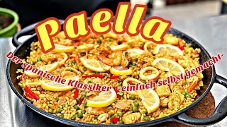 Paella selbst gemacht der spanische Klassiker aus der Guss Paella Pfanne [upl. by Gnilrits]