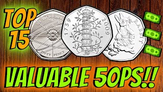 Top 15 Most Valuable and Rare 50p Coins UK Circulation [upl. by Colwen]